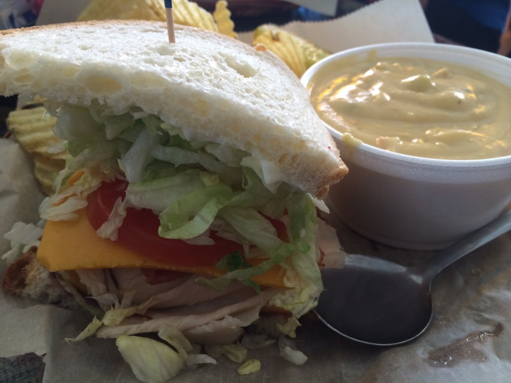 European Street Half a Sandwich and Soup