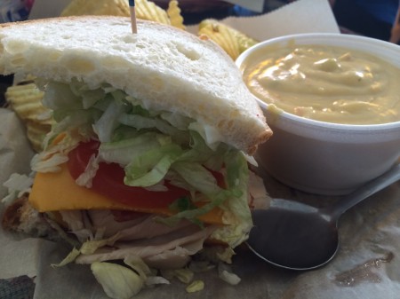 European Street Half a Sandwich and Soup