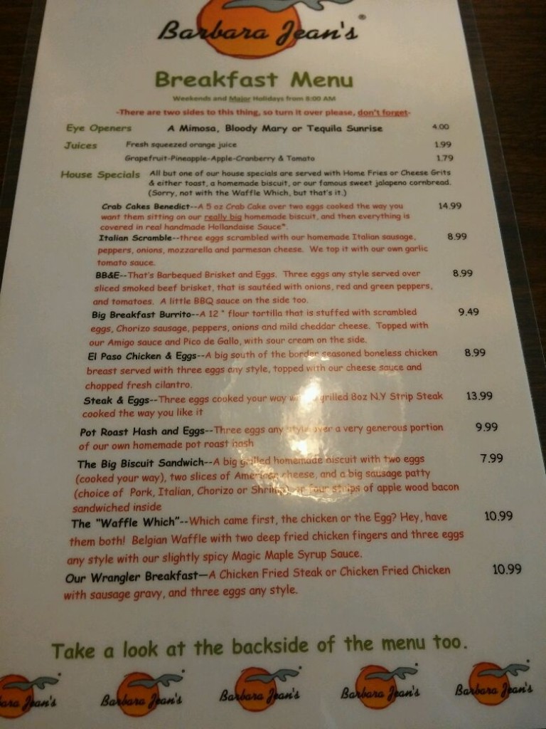 Barbara Jeans - Menu