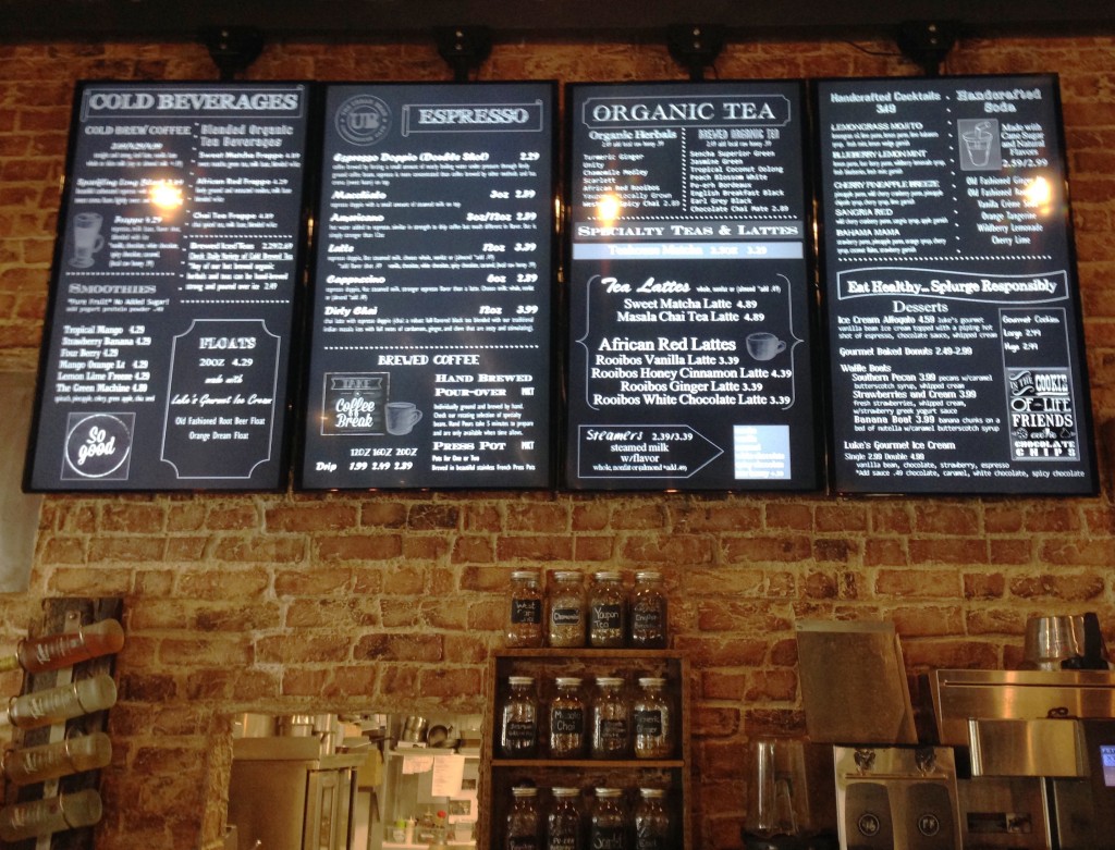 Urban Bean - A Portion of the Menu