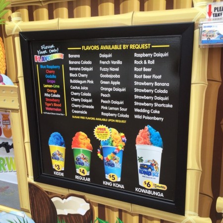 Kona Shaved Ice - Menu