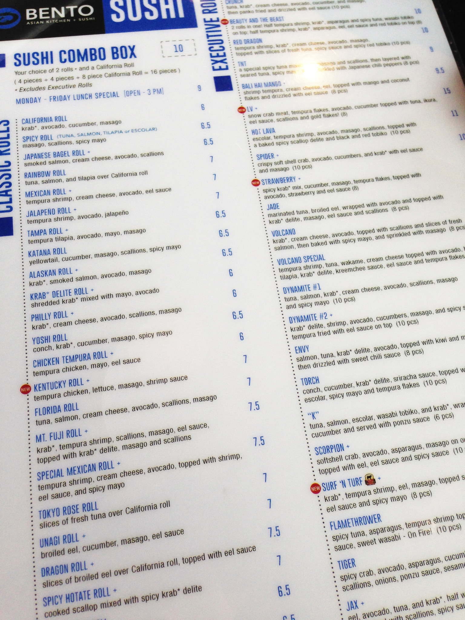 Bento sushi menu deals