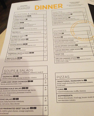 Taverna - Dinner Menu