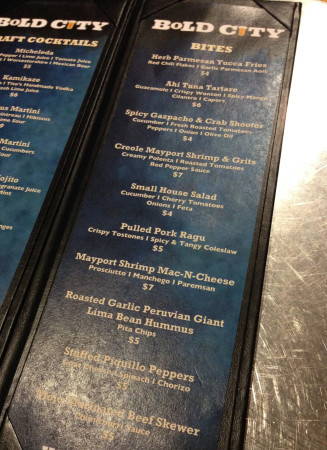 Bold City Grill - New Bar Bites Menu