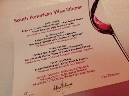 Bold City Grill Wine Dinner - Menu