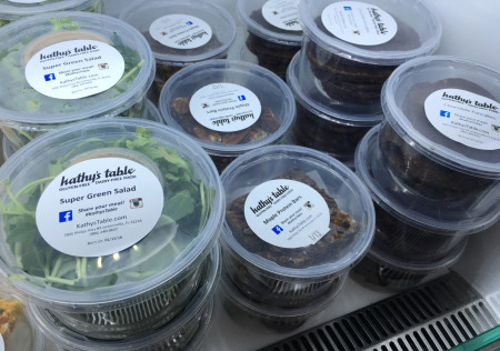 Kathy's Table - Salad, Protein Bars, and Chocolate Pancakes