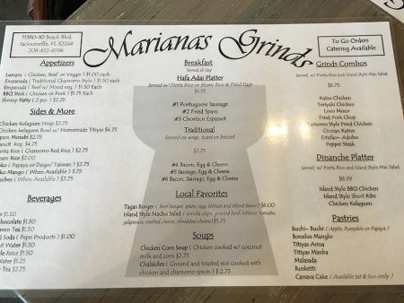 Marianas Grinds - Menu