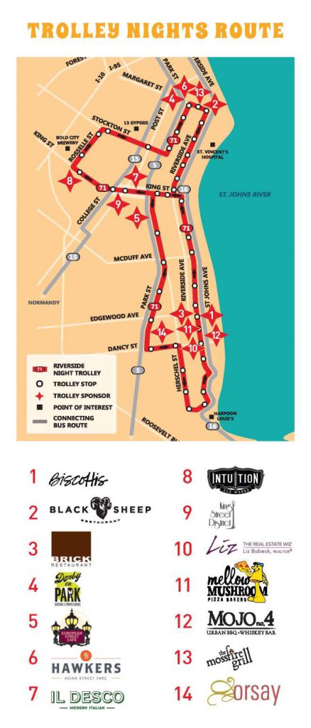 Riverside Avondale Night Trolley - Route Map