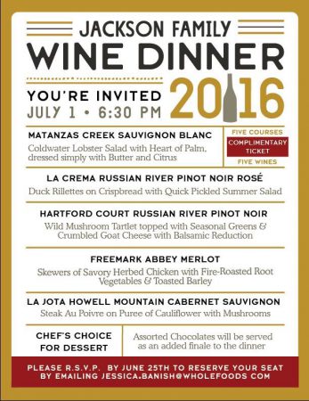 Whole Foods Market Wine Dinner - Menu