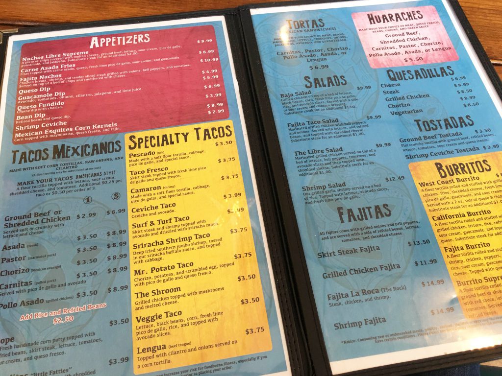 Taco Libre - Menu